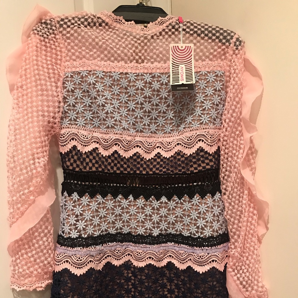 Long sleeve lace ruffle dress